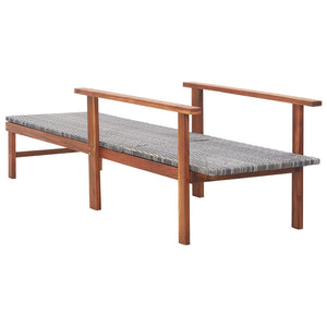 vidaXL Sun Lounger Poly Rattan and Solid Acacia Wood Grey