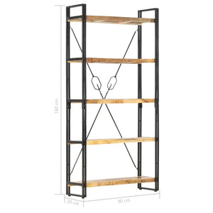 vidaXL 5-Tier Bookcase 90x30x180 cm Solid Mango Wood