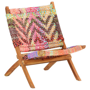 vidaXL Folding Chindi Chair Multicolours Fabric