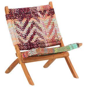 vidaXL Folding Chindi Chair Multicolours Fabric