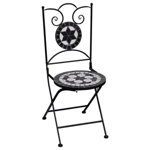 vidaXL 3 Piece Mosaic Bistro Set Ceramic Tile Black and White