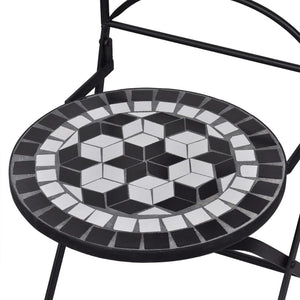 vidaXL 3 Piece Mosaic Bistro Set Ceramic Tile Black and White