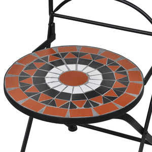 vidaXL 3 Piece Mosaic Bistro Set Ceramic Tile Terracotta and White