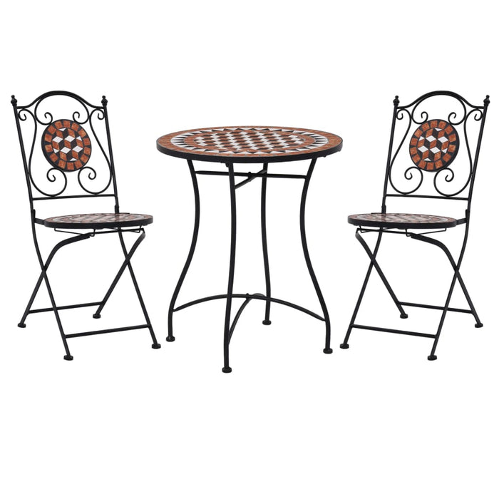 vidaXL 3 Piece Mosaic Bistro Set Ceramic Tile Terracotta