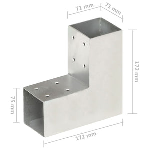 vidaXL Post Connector L Shape Galvanised Metal 71x71 mm