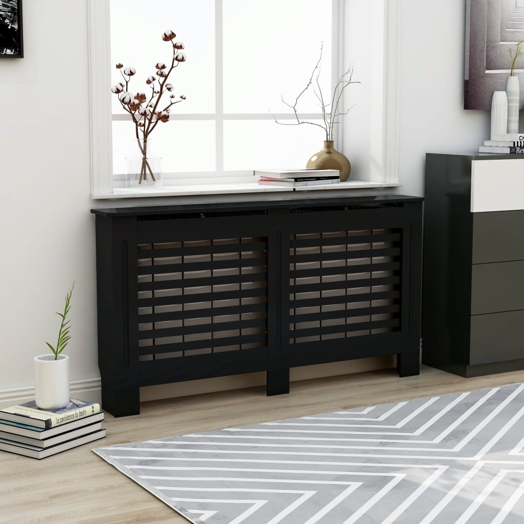 vidaXL Radiator Cover Black 152x19x81.5 cm MDF