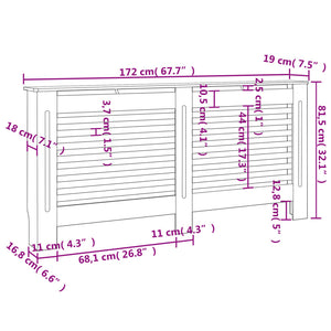 vidaXL Radiator Cover Black 172x19x81.5 cm MDF