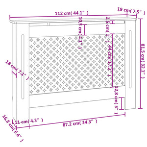 vidaXL Radiator Cover Black 112x19x81.5 cm MDF