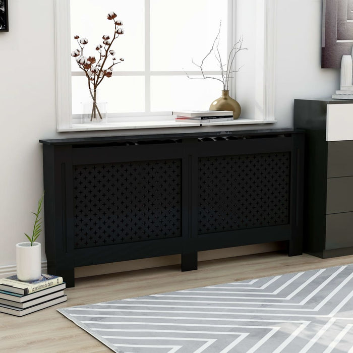 vidaXL Radiator Cover Black 172x19x81.5 cm MDF