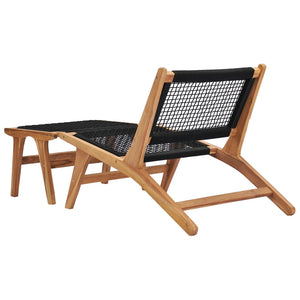 vidaXL Sun Lounger with Footrest Solid Teak Wood and Rope