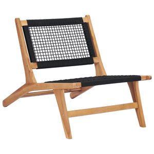 vidaXL Sun Lounger with Footrest Solid Teak Wood and Rope