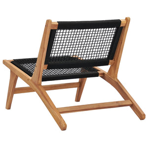 vidaXL Sun Lounger with Footrest Solid Teak Wood and Rope