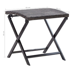 vidaXL Folding Stool Poly Rattan Brown