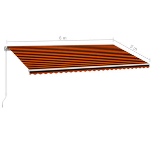 vidaXL Manual Retractable Awning 600x300 cm Orange and Brown