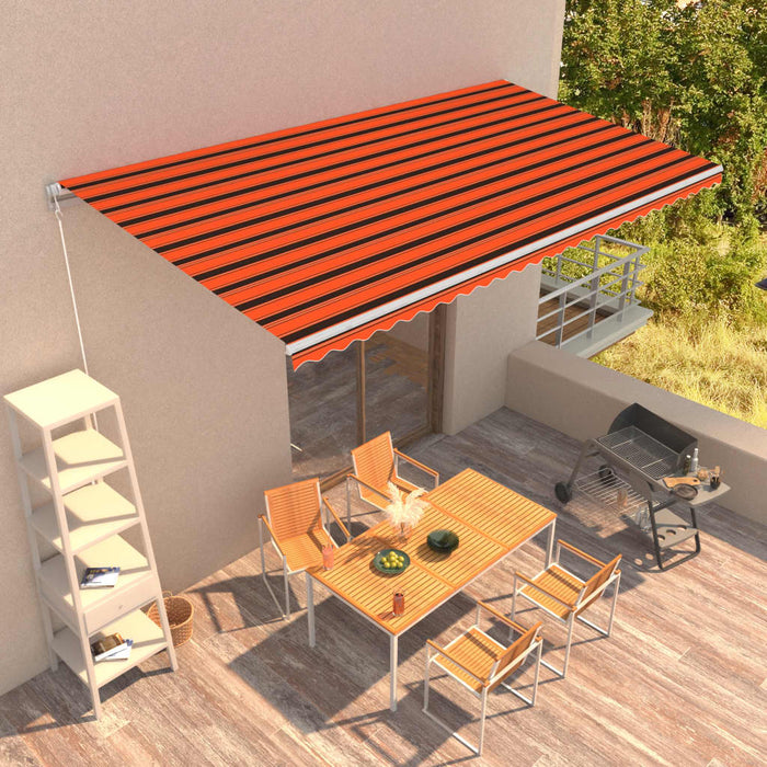 vidaXL Manual Retractable Awning 600x300 cm Orange and Brown