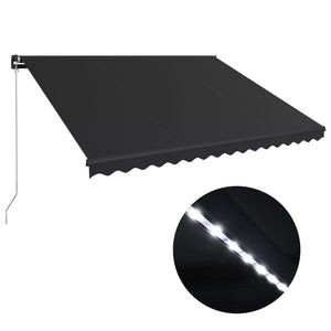 vidaXL Manual Retractable Awning with LED 400x300 cm Anthracite