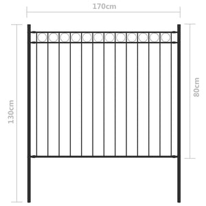 vidaXL Garden Fence Steel 1.7x0.8 m Black