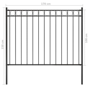 vidaXL Garden Fence Steel 1.7x1 m Black