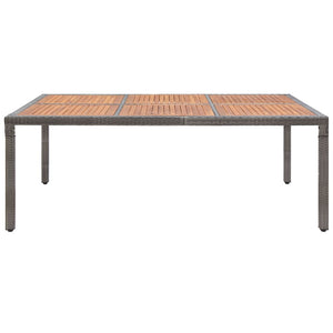 vidaXL Garden Table Grey 200x150x74 cm Poly Rattan and Acacia Wood