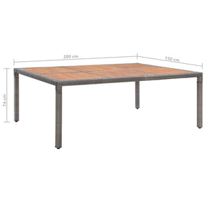 vidaXL Garden Table Grey 200x150x74 cm Poly Rattan and Acacia Wood