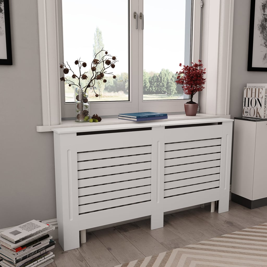 vidaXL Radiator Covers 2 pcs White 152x19x81.5 cm MDF