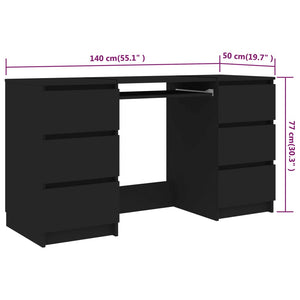 vidaXL Writing Desk Black 140x50x77 cm Engineered Wood