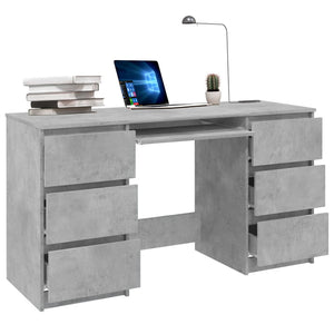 vidaXL Writing Desk Concrete Grey 140x50x77 cm Engineered Wood