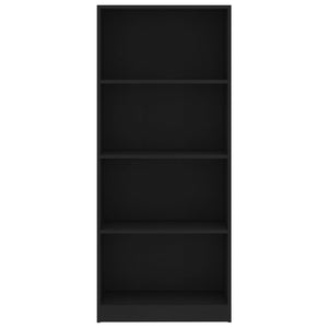 vidaXL 4-Tier Book Cabinet Black 60x24x142 cm Engineered Wood