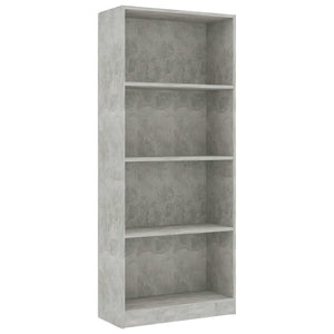 vidaXL 4-Tier Book Cabinet Concrete Grey 60x24x142 cm Engineered Wood