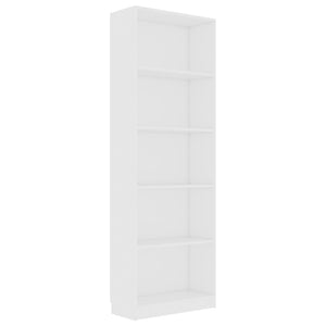 vidaXL 5-Tier Book Cabinet White 60x24x175 cm Engineered Wood