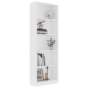 vidaXL 5-Tier Book Cabinet White 60x24x175 cm Engineered Wood