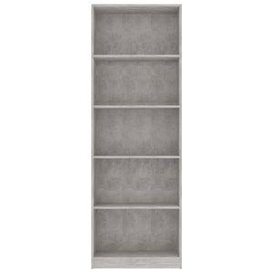 vidaXL 5-Tier Book Cabinet Concrete Grey 60x24x175 cm Engineered Wood