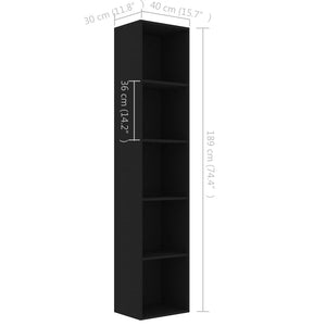 vidaXL Book Cabinet Black 40x30x189 cm Engineered Wood