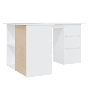 vidaXL Corner Desk White 145x100x76 cm Engineered Wood