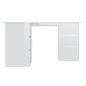 vidaXL Corner Desk High Gloss White 145x100x76 cm Engineered Wood