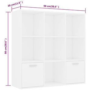 vidaXL Book Cabinet White 98x30x98 cm Engineered Wood