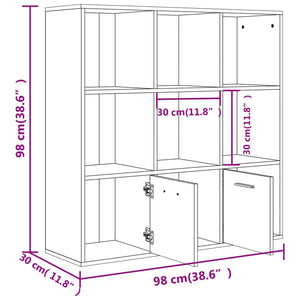 vidaXL Book Cabinet Sonoma Oak 98x30x98 cm Engineered Wood