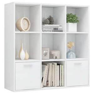 vidaXL Book Cabinet High Gloss White 98x30x98 cm Engineered Wood