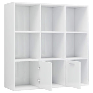 vidaXL Book Cabinet High Gloss White 98x30x98 cm Engineered Wood