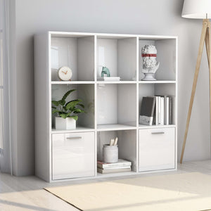 vidaXL Book Cabinet High Gloss White 98x30x98 cm Engineered Wood