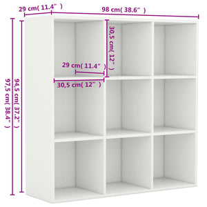 vidaXL Book Cabinet White 98x29x97.5 cm Engineered Wood