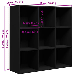 vidaXL Book Cabinet Black 98x29x97.5 cm Engineered Wood