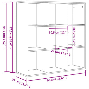 vidaXL Book Cabinet Concrete Grey 98x29x97.5 cm Engineered Wood