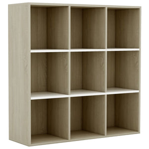 vidaXL Book Cabinet White and Sonoma Oak 98x29x97.5 cm Engineered Wood