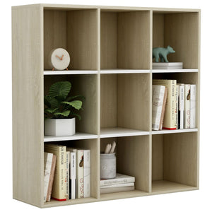 vidaXL Book Cabinet White and Sonoma Oak 98x29x97.5 cm Engineered Wood