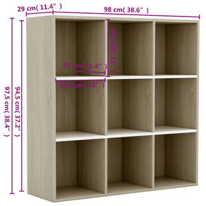 vidaXL Book Cabinet White and Sonoma Oak 98x29x97.5 cm Engineered Wood