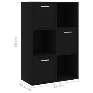 vidaXL Storage Cabinet Black 60x29.5x90 cm Engineered Wood