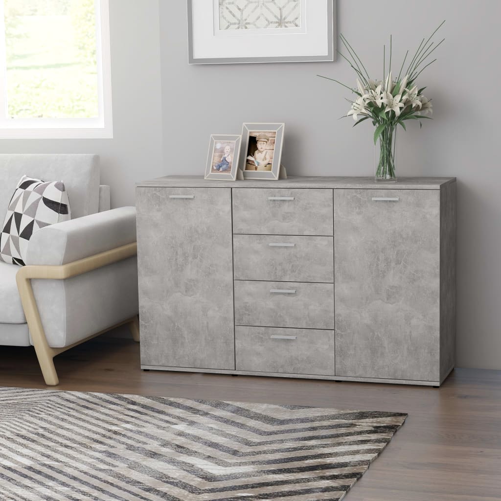 vidaXL Sideboard Concrete Grey 120x35.5x75 cm Engineered Wood