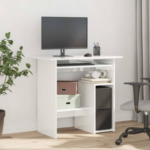 vidaXL Desk High Gloss White 80x45x74 cm Engineered Wood