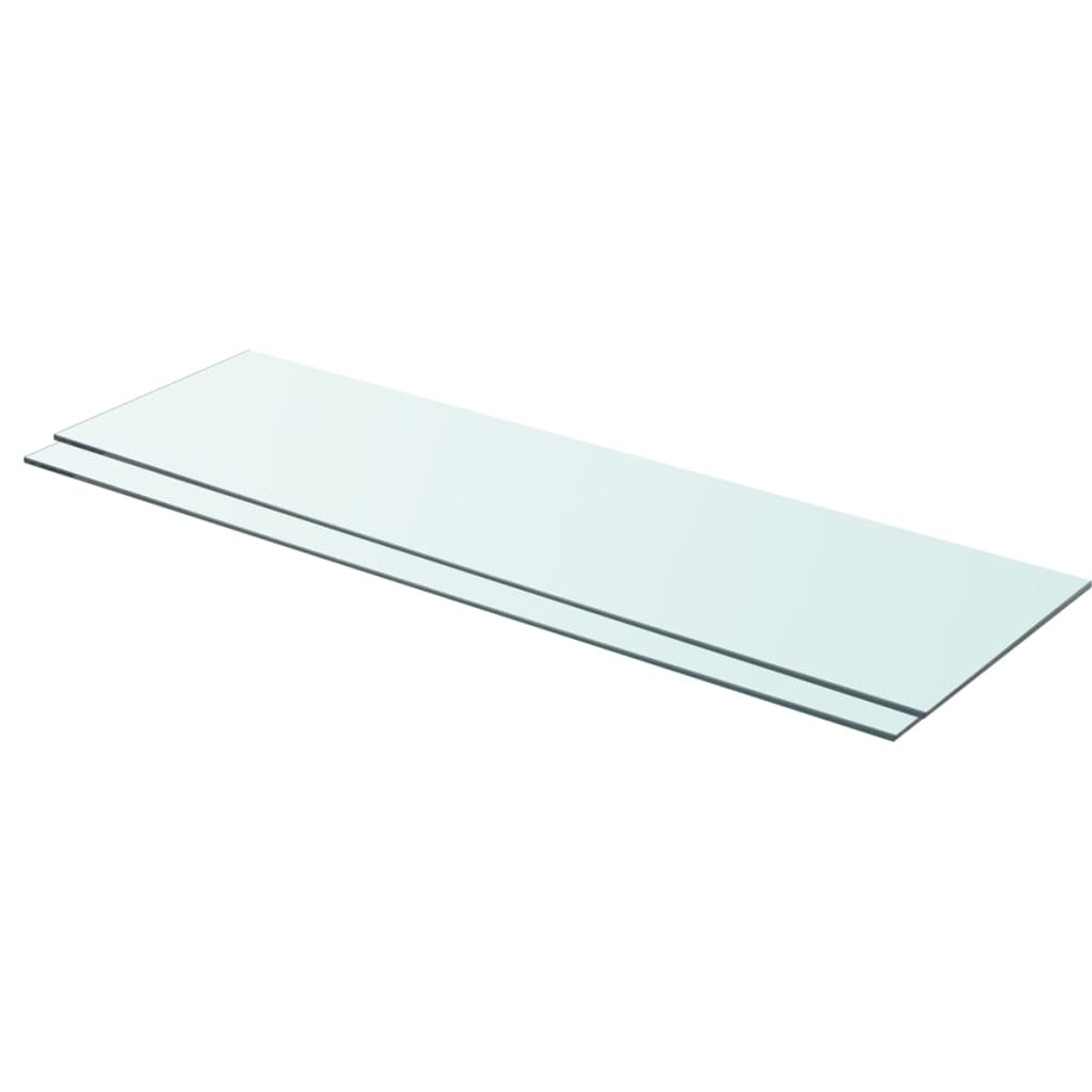 vidaXL Shelves 2 pcs Panel Glass Clear 90x25 cm